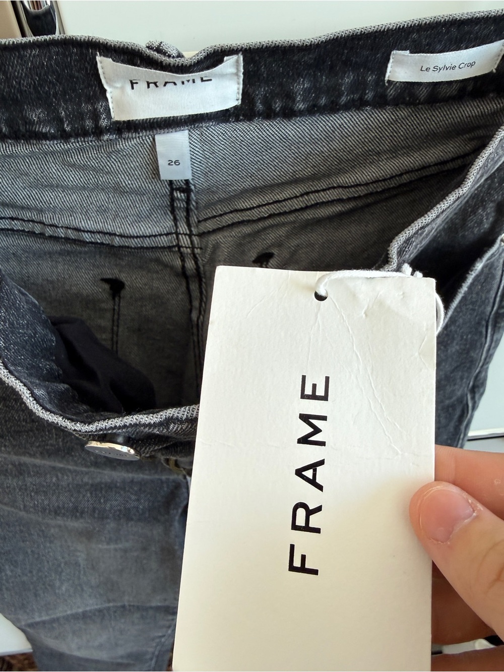 Frame Denim Women’s Le Sylvie Crop Black Wash Jeans - Picture 3 of 3